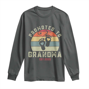 Retro Promoted To Grandma est 2025 Long Sleeve Shirt TS09 Dark Heather Print Your Wear