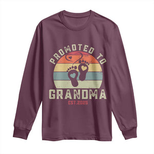 Retro Promoted To Grandma est 2025 Long Sleeve Shirt TS09 Maroon Print Your Wear