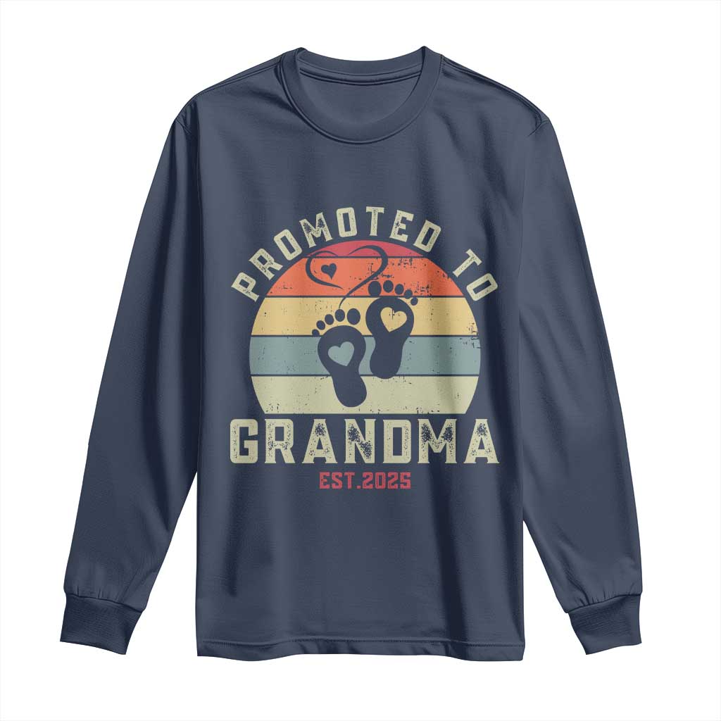 Retro Promoted To Grandma est 2025 Long Sleeve Shirt TS09 Navy Print Your Wear