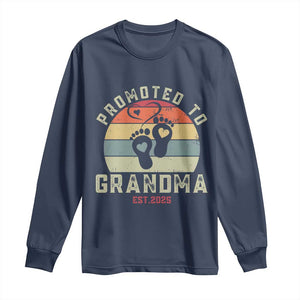 Retro Promoted To Grandma est 2025 Long Sleeve Shirt TS09 Navy Print Your Wear