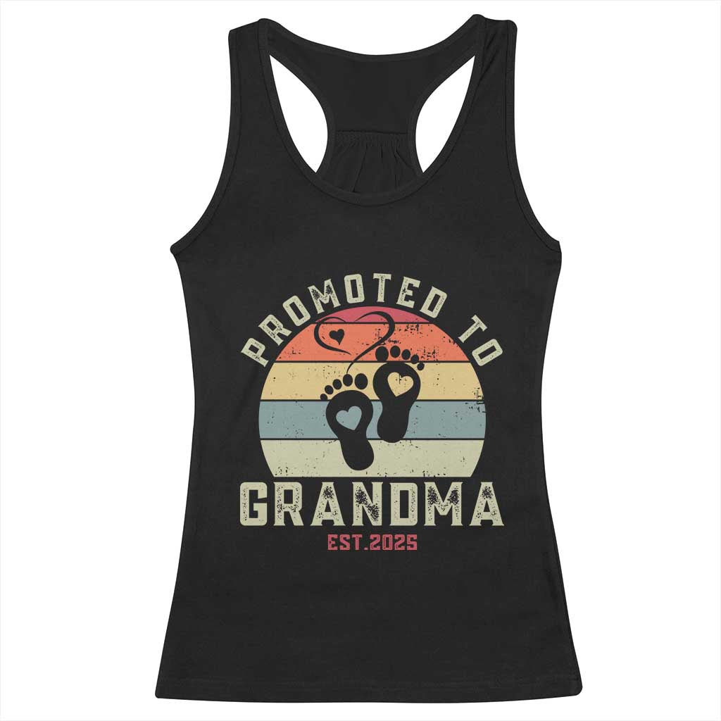 Retro Promoted To Grandma est 2025 Racerback Tank Top TS09 Black Print Your Wear