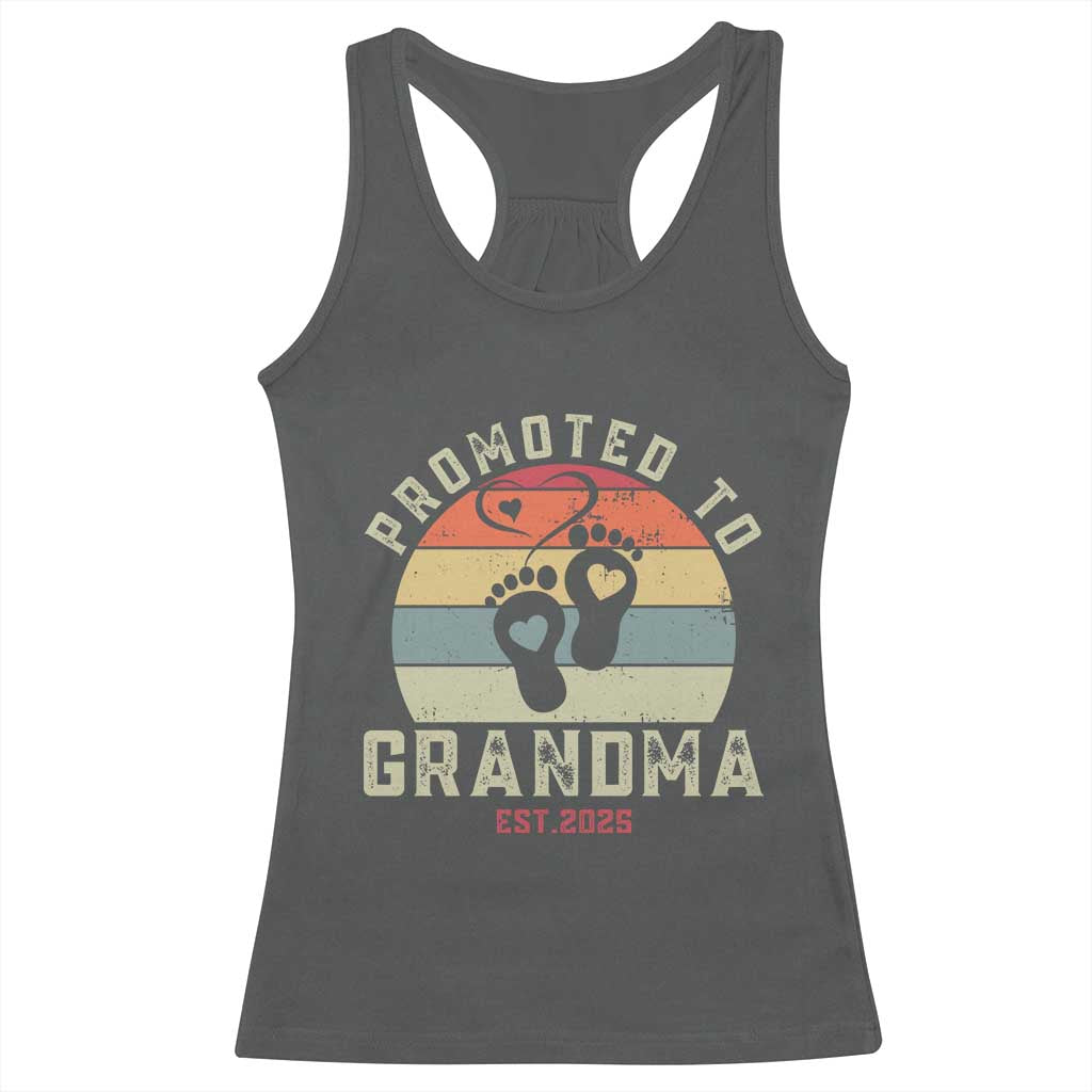 Retro Promoted To Grandma est 2025 Racerback Tank Top TS09 Dark Heather Print Your Wear