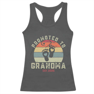 Retro Promoted To Grandma est 2025 Racerback Tank Top TS09 Dark Heather Print Your Wear