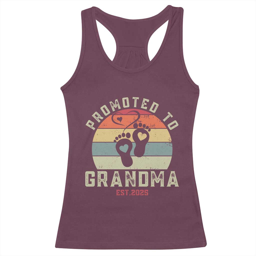 Retro Promoted To Grandma est 2025 Racerback Tank Top TS09 Maroon Print Your Wear
