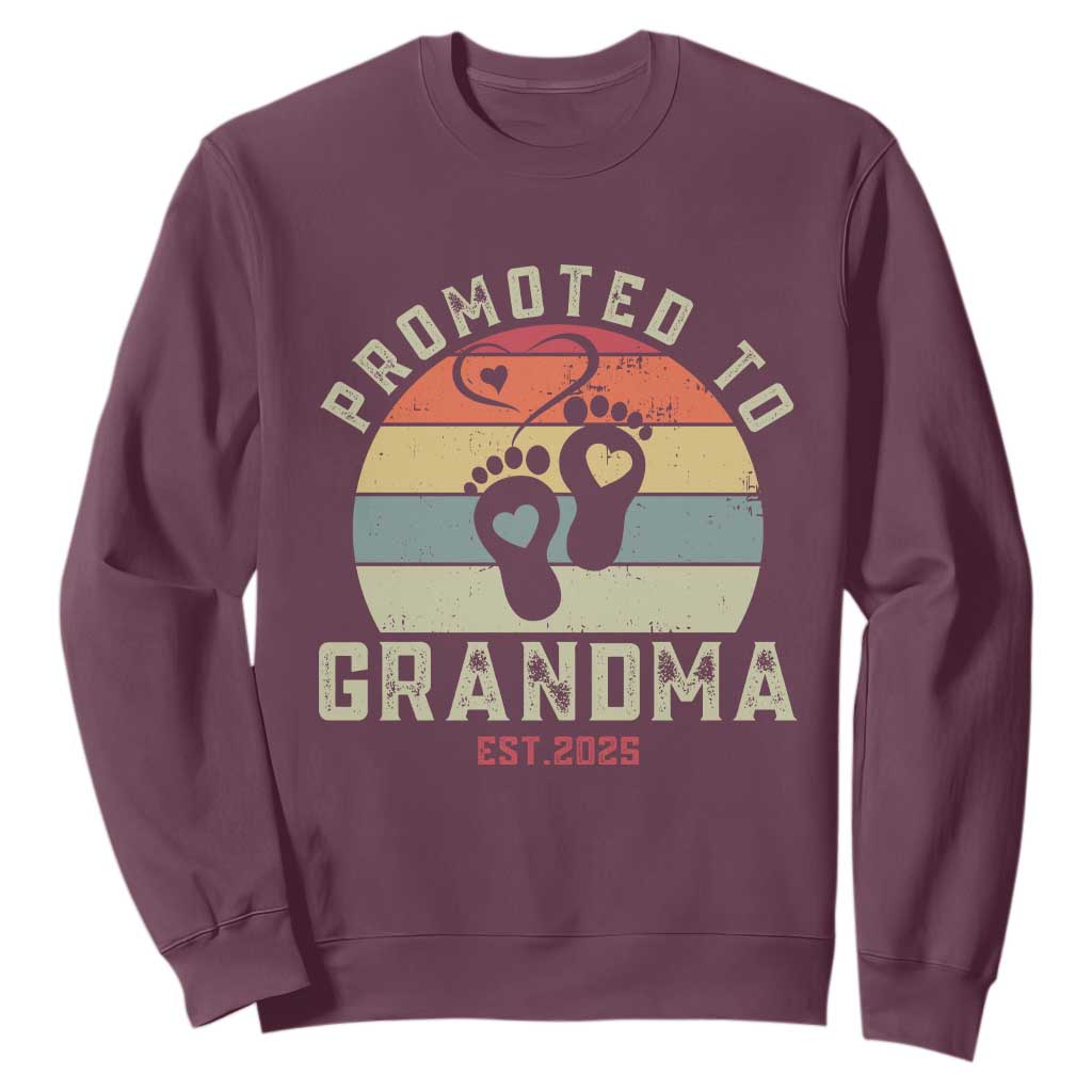 Retro Promoted To Grandma est 2025 Sweatshirt TS09 Maroon Print Your Wear