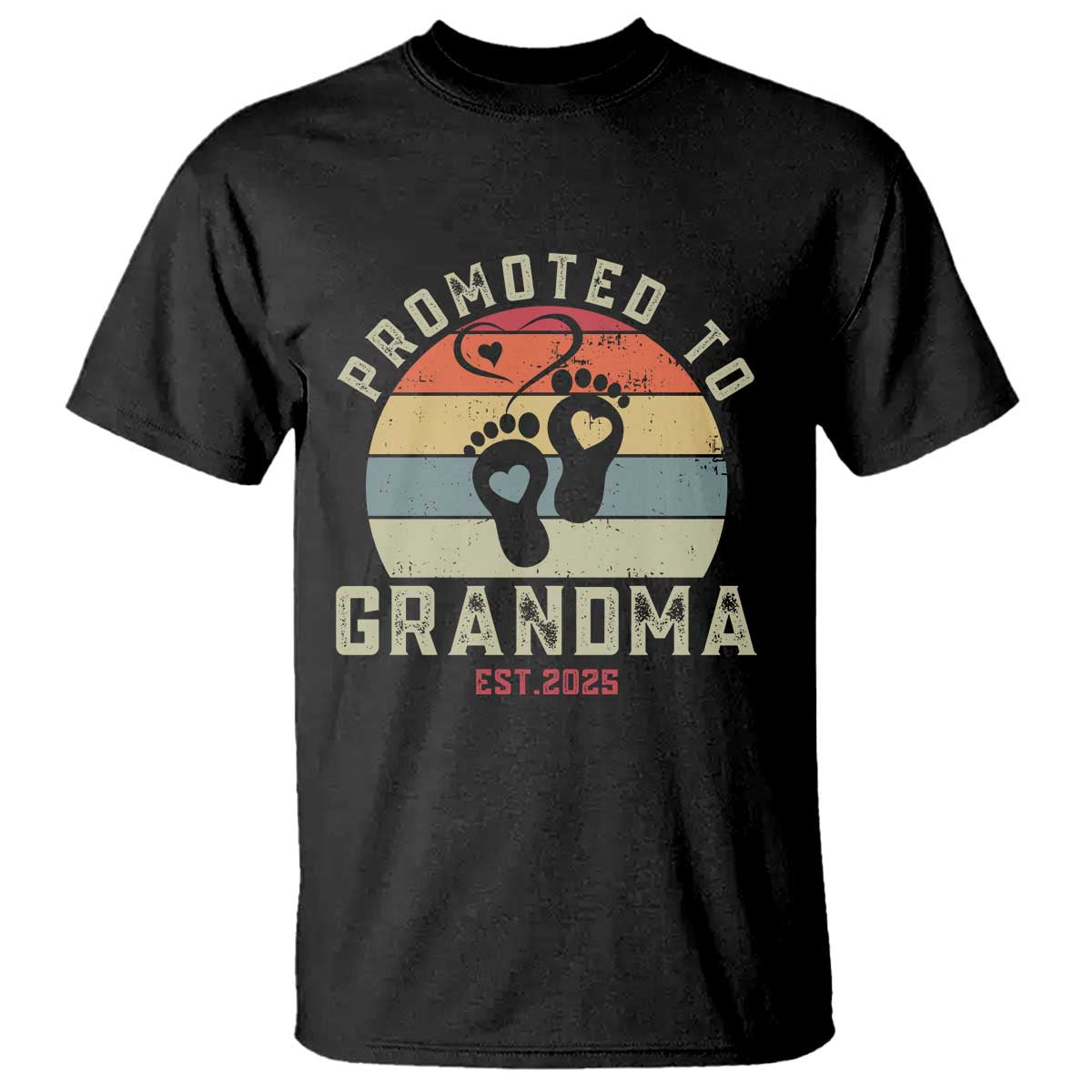 Retro Promoted To Grandma est 2025 T Shirt TS09 Black Print Your Wear