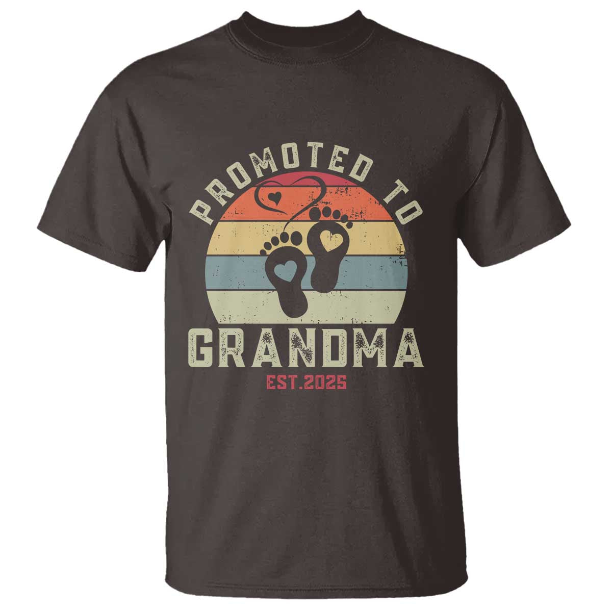 Retro Promoted To Grandma est 2025 T Shirt TS09 Dark Chocolate Print Your Wear