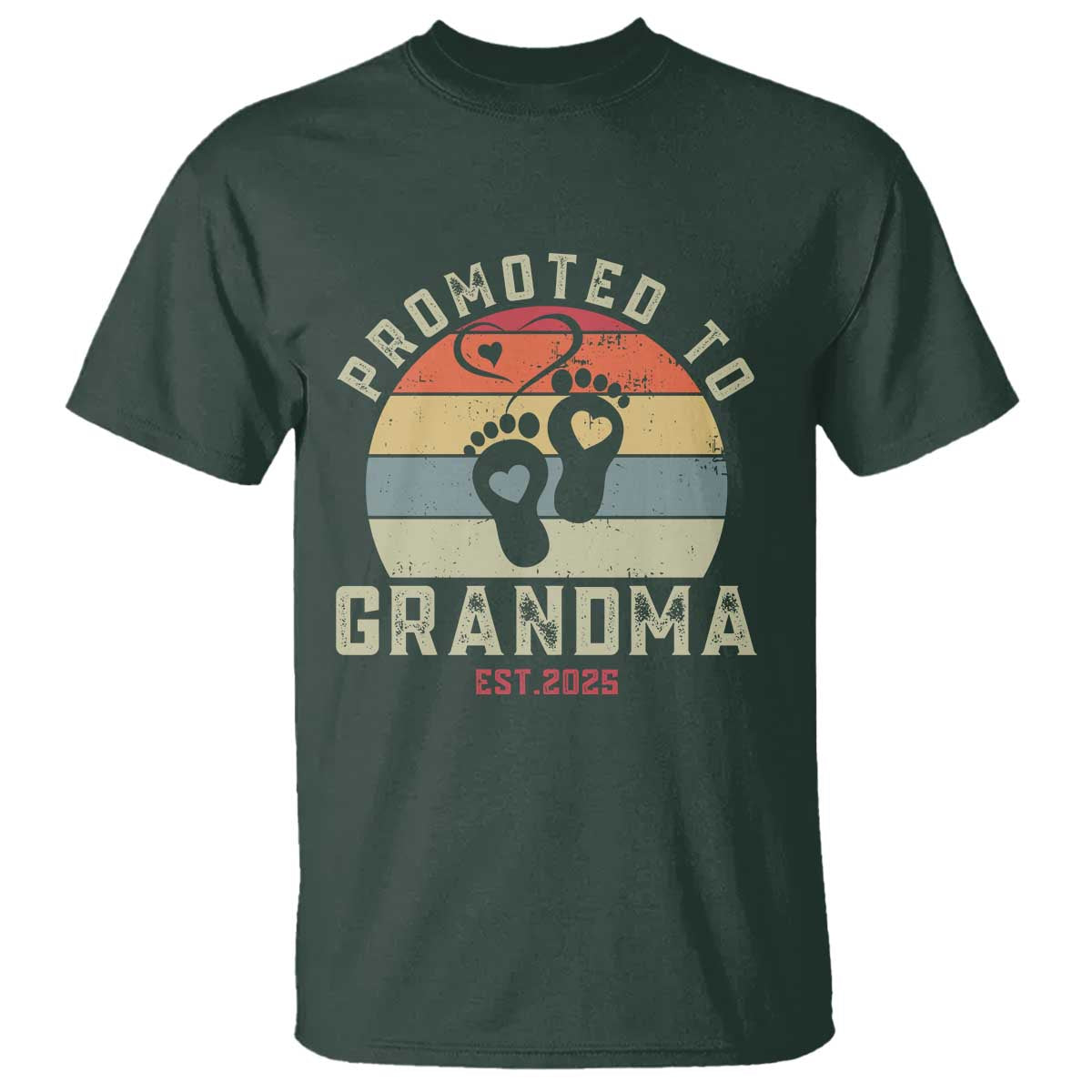 Retro Promoted To Grandma est 2025 T Shirt TS09 Dark Forest Green Print Your Wear