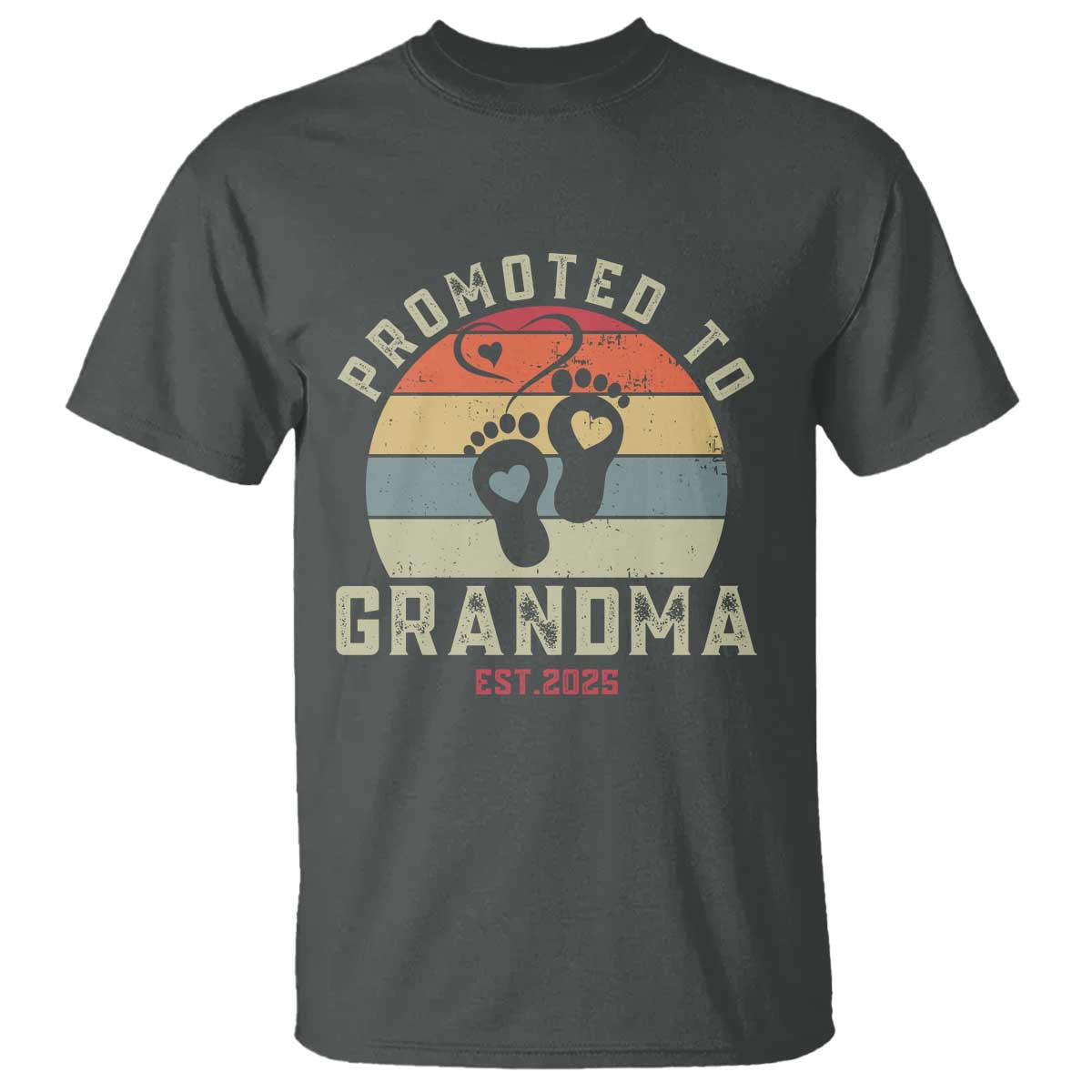 Retro Promoted To Grandma est 2025 T Shirt TS09 Dark Heather Print Your Wear