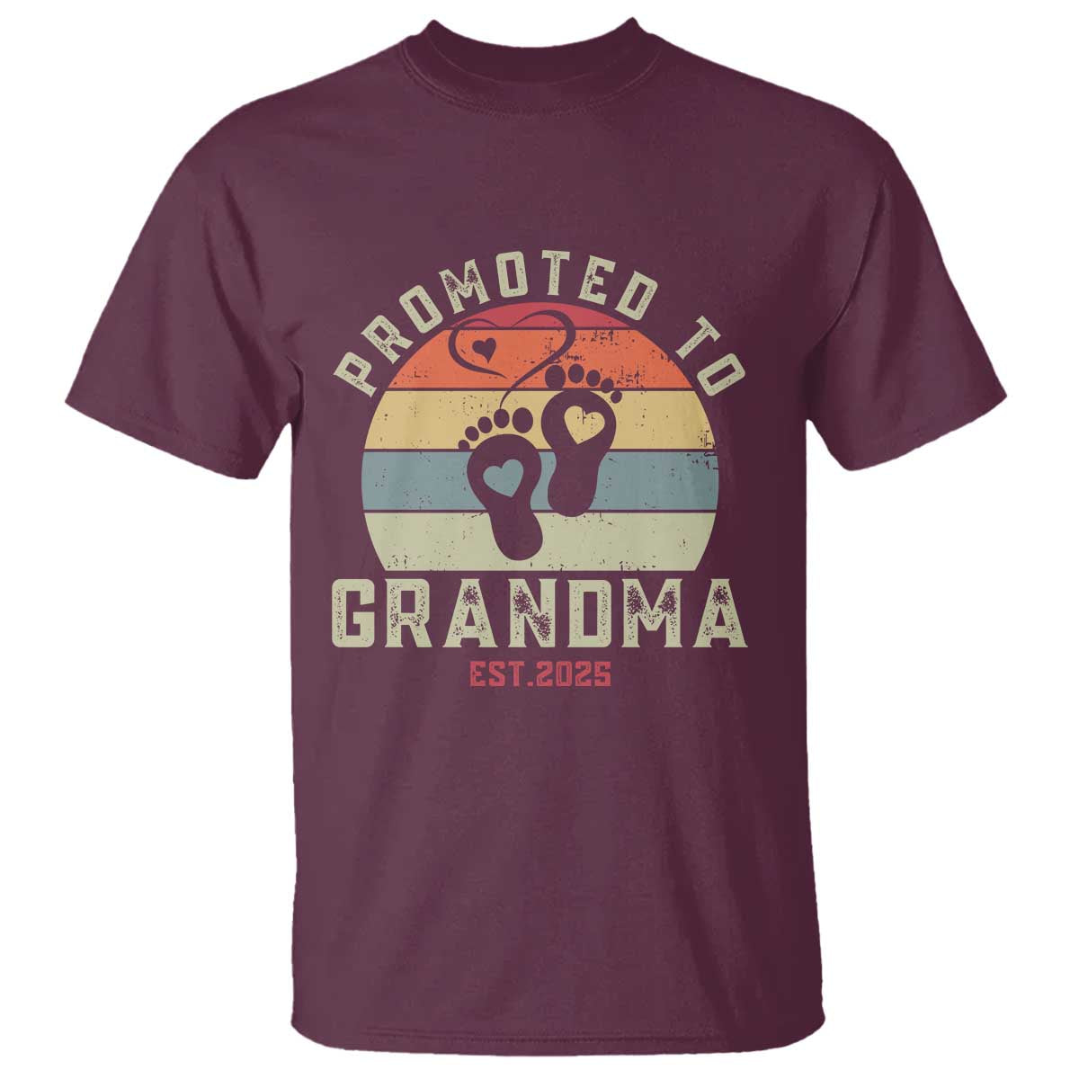 Retro Promoted To Grandma est 2025 T Shirt TS09 Maroon Print Your Wear
