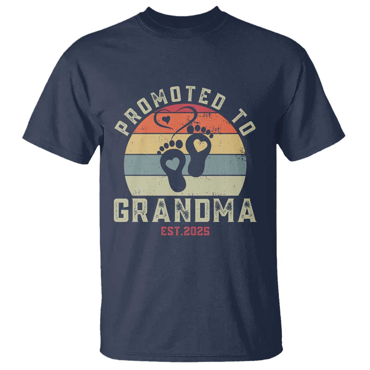 Retro Promoted To Grandma est 2025 T Shirt TS09 Navy Print Your Wear