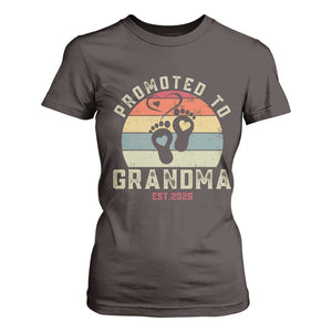 Retro Promoted To Grandma est 2025 T Shirt For Women TS09 Dark Chocolate Print Your Wear