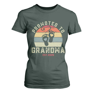 Retro Promoted To Grandma est 2025 T Shirt For Women TS09 Dark Forest Green Print Your Wear