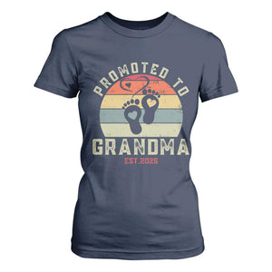 Retro Promoted To Grandma est 2025 T Shirt For Women TS09 Navy Print Your Wear