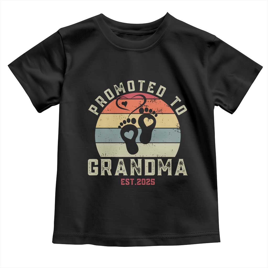 Retro Promoted To Grandma est 2025 Toddler T Shirt TS09 Black Print Your Wear