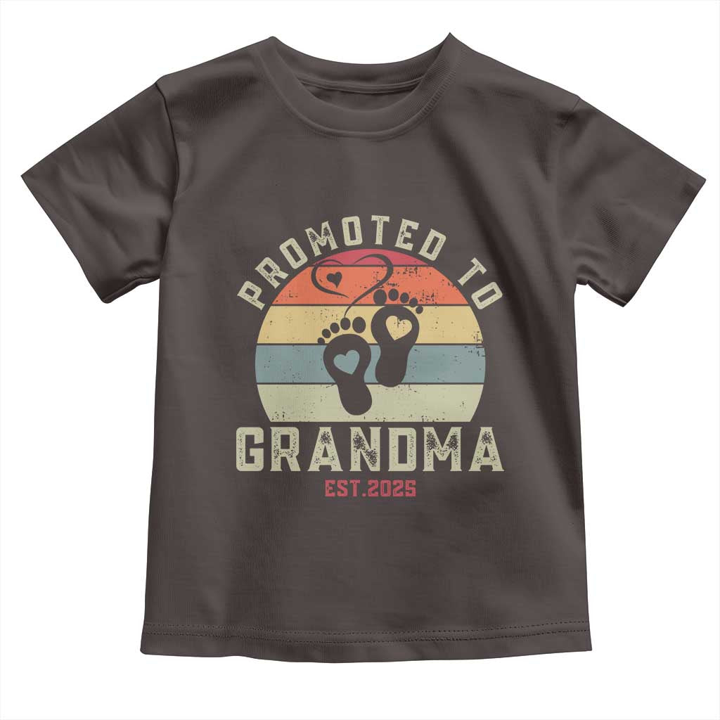 Retro Promoted To Grandma est 2025 Toddler T Shirt TS09 Dark Chocolate Print Your Wear