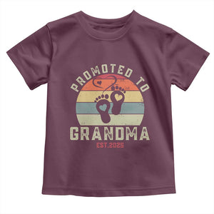 Retro Promoted To Grandma est 2025 Toddler T Shirt TS09 Maroon Print Your Wear