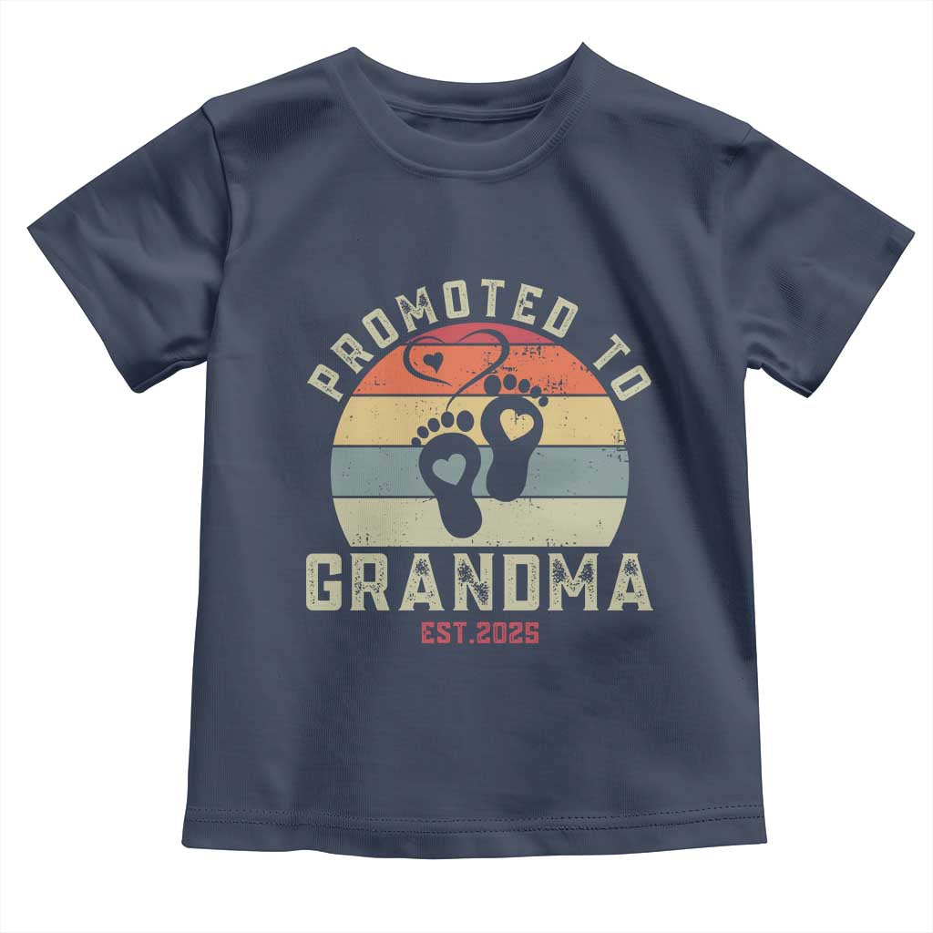 Retro Promoted To Grandma est 2025 Toddler T Shirt TS09 Navy Print Your Wear