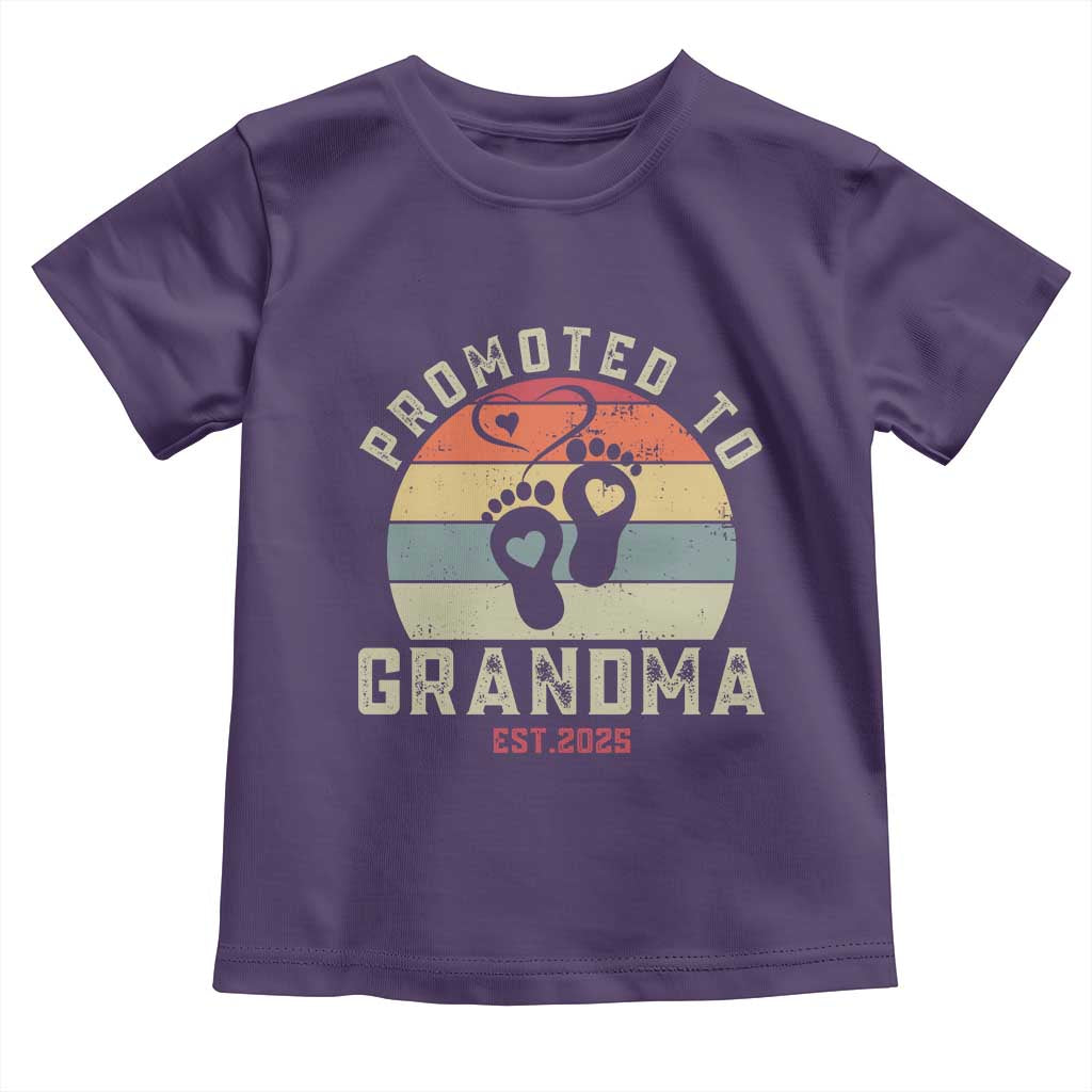 Retro Promoted To Grandma est 2025 Toddler T Shirt TS09 Purple Print Your Wear
