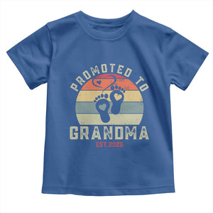 Retro Promoted To Grandma est 2025 Toddler T Shirt TS09 Royal Blue Print Your Wear