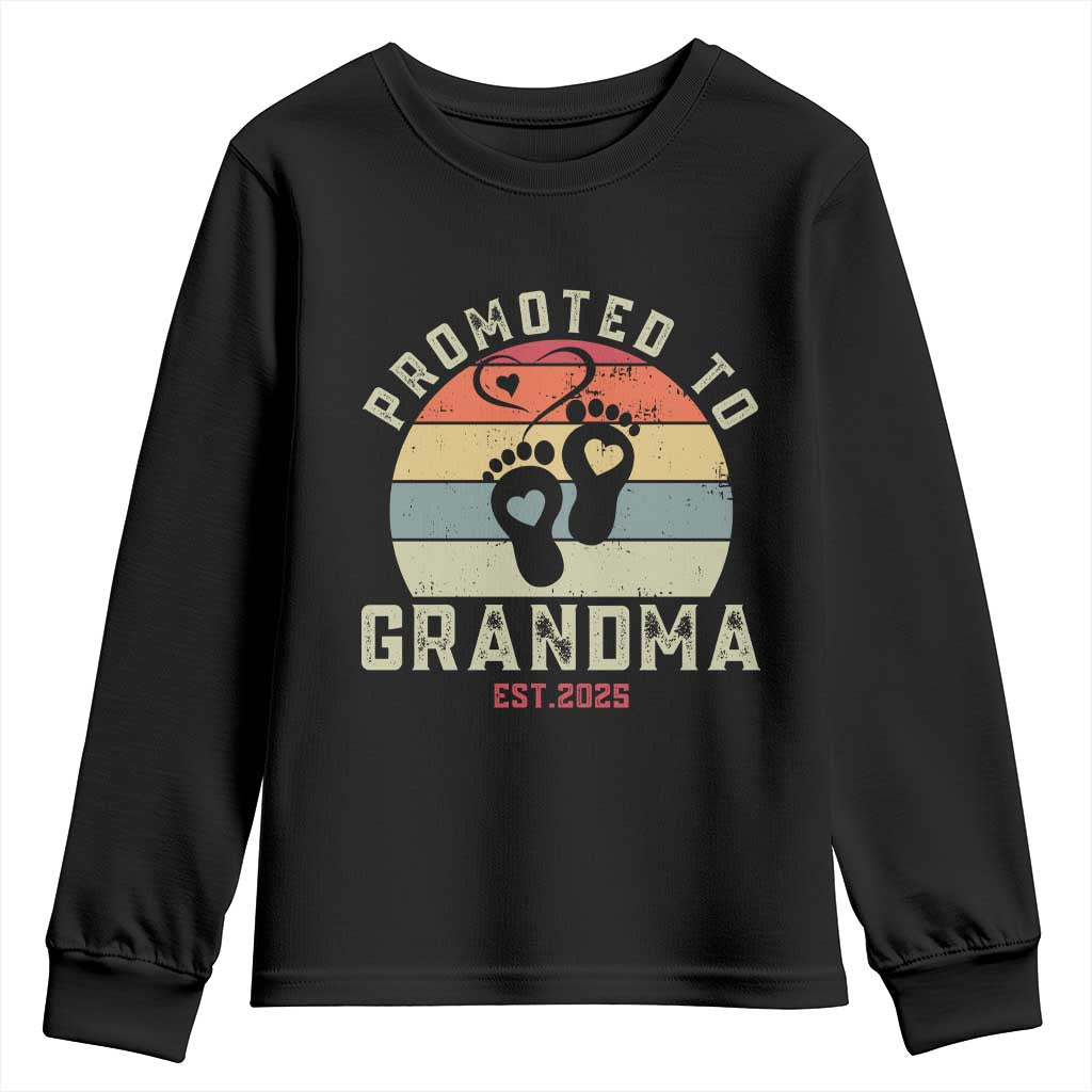 Retro Promoted To Grandma est 2025 Youth Sweatshirt TS09 Black Print Your Wear