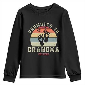 Retro Promoted To Grandma est 2025 Youth Sweatshirt TS09 Black Print Your Wear