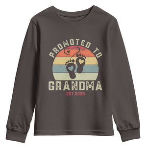 Retro Promoted To Grandma est 2025 Youth Sweatshirt TS09 Dark Chocolate Print Your Wear