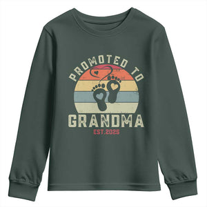 Retro Promoted To Grandma est 2025 Youth Sweatshirt TS09 Dark Forest Green Print Your Wear