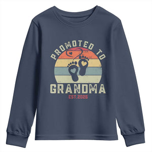 Retro Promoted To Grandma est 2025 Youth Sweatshirt TS09 Navy Print Your Wear