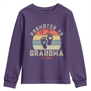 Retro Promoted To Grandma est 2025 Youth Sweatshirt TS09 Purple Print Your Wear