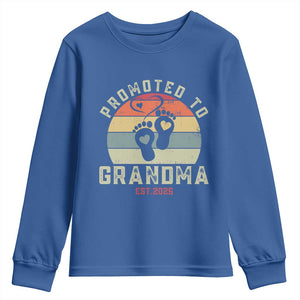 Retro Promoted To Grandma est 2025 Youth Sweatshirt TS09 Royal Blue Print Your Wear