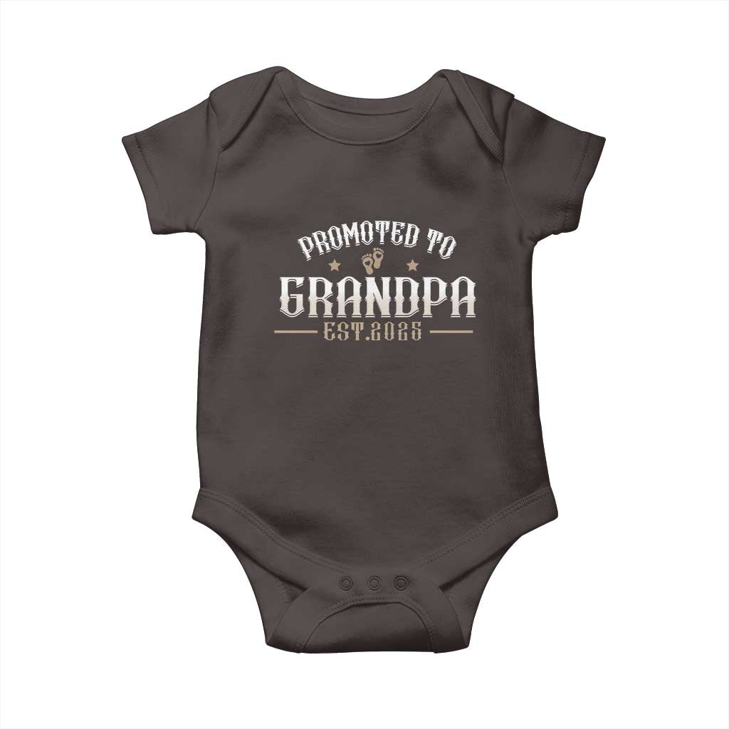 Retro Promoted To Grandpa est 2025 Baby Onesie TS09 Dark Chocolate Print Your Wear
