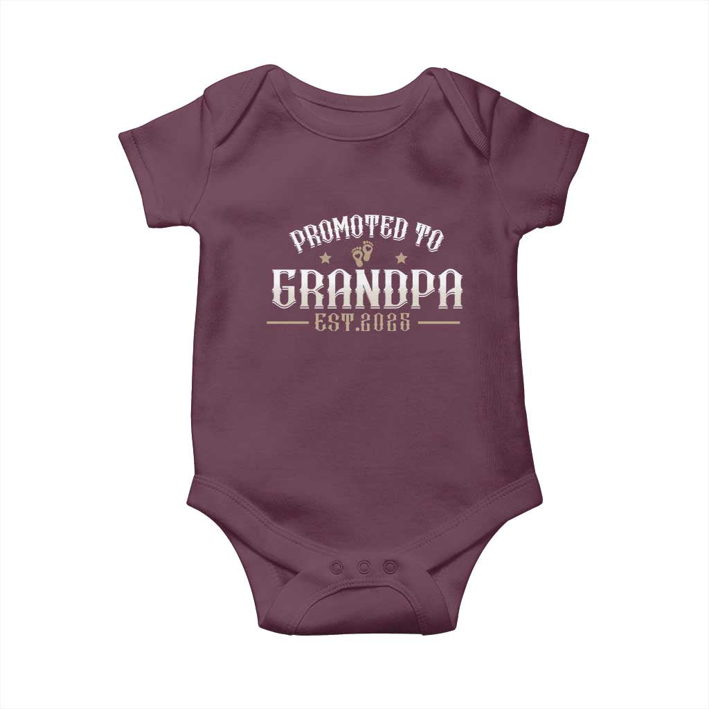 Retro Promoted To Grandpa est 2025 Baby Onesie TS09 Maroon Print Your Wear