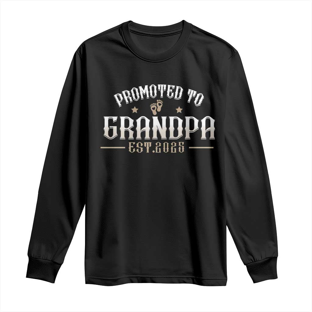 Retro Promoted To Grandpa est 2025 Long Sleeve Shirt TS09 Black Print Your Wear