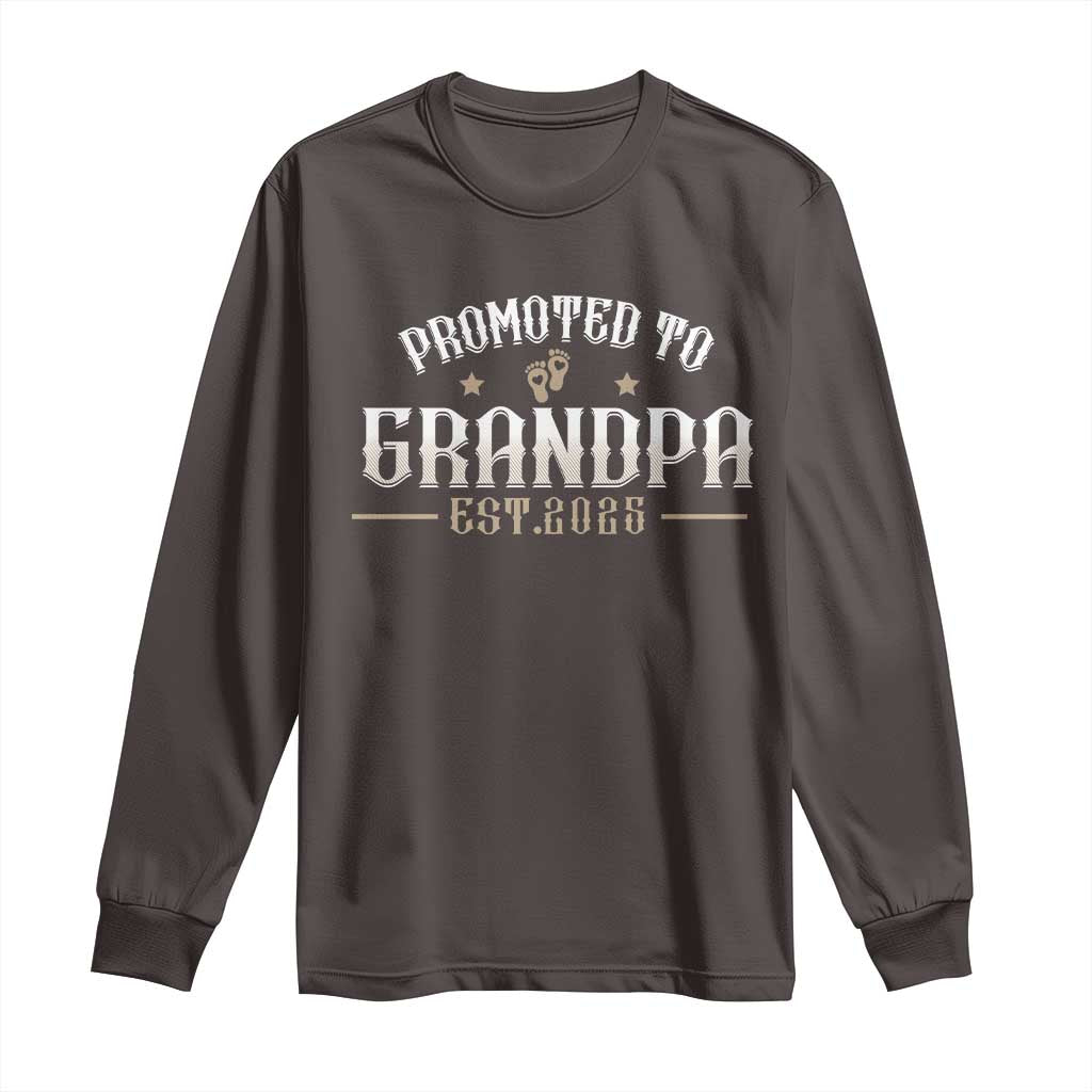 Retro Promoted To Grandpa est 2025 Long Sleeve Shirt TS09 Dark Chocolate Print Your Wear