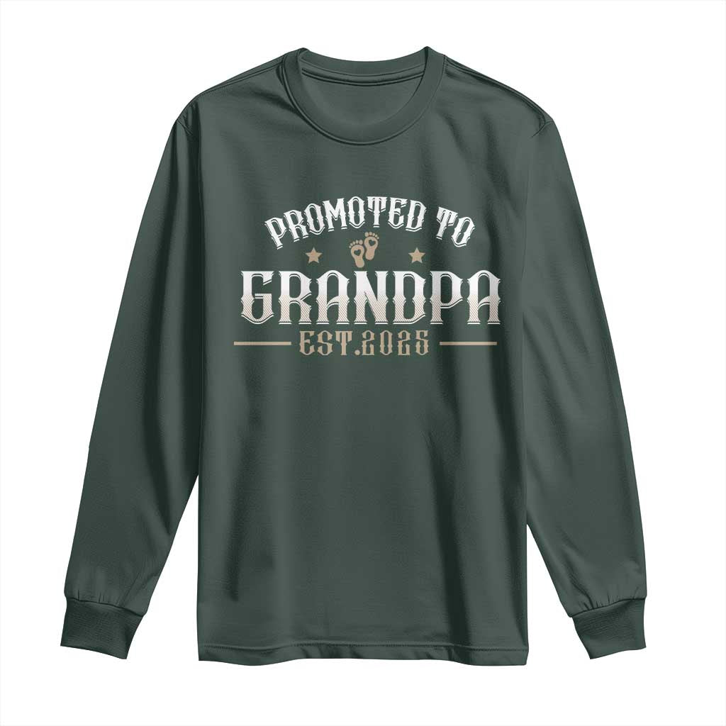 Retro Promoted To Grandpa est 2025 Long Sleeve Shirt TS09 Dark Forest Green Print Your Wear