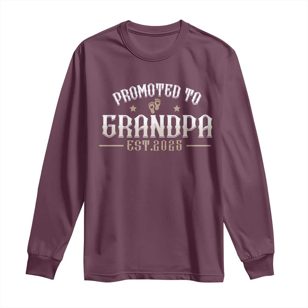 Retro Promoted To Grandpa est 2025 Long Sleeve Shirt TS09 Maroon Print Your Wear