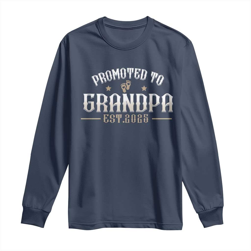 Retro Promoted To Grandpa est 2025 Long Sleeve Shirt TS09 Navy Print Your Wear