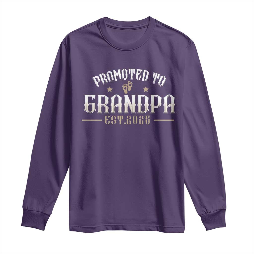 Retro Promoted To Grandpa est 2025 Long Sleeve Shirt TS09 Purple Print Your Wear