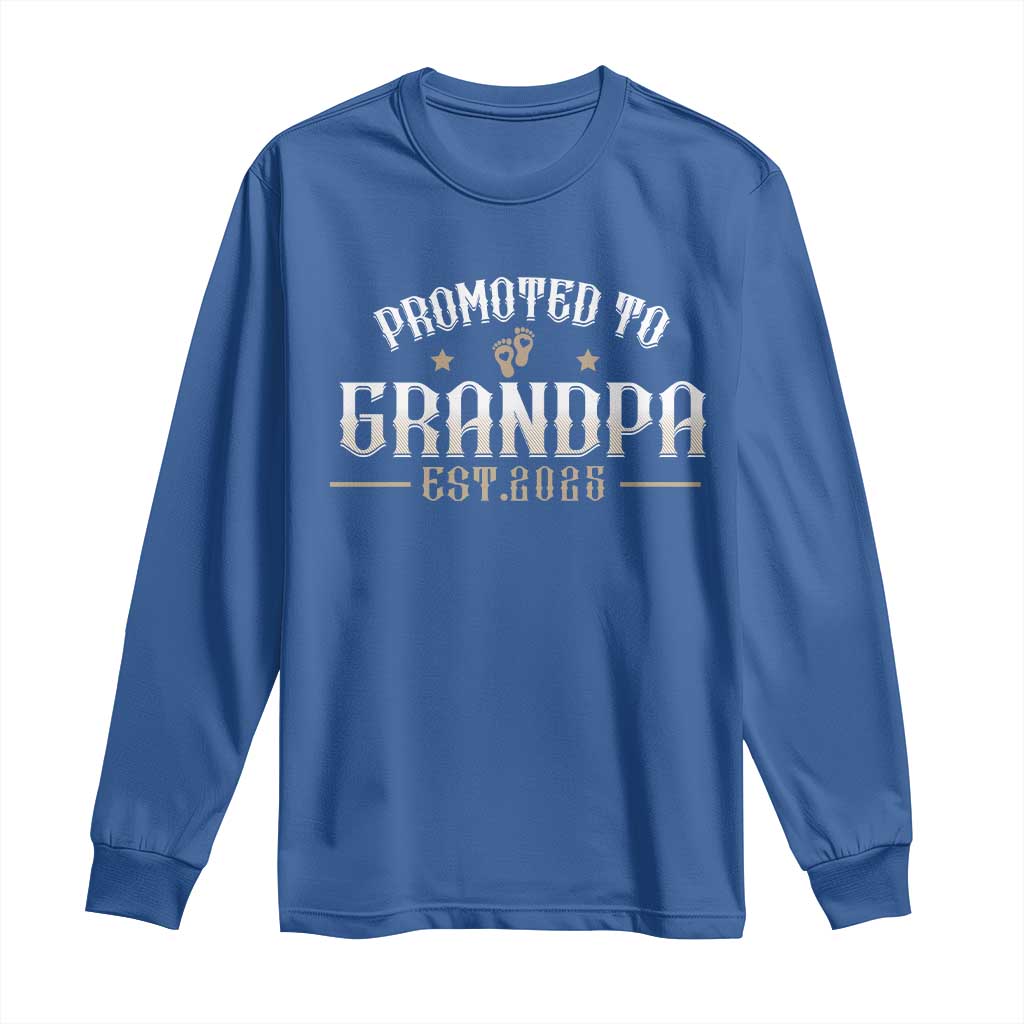 Retro Promoted To Grandpa est 2025 Long Sleeve Shirt TS09 Royal Blue Print Your Wear