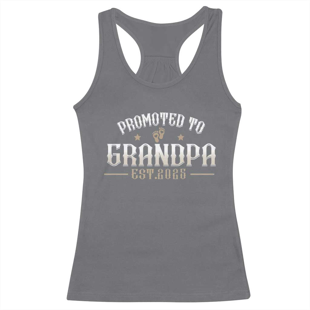 Retro Promoted To Grandpa est 2025 Racerback Tank Top TS09 Charcoal Print Your Wear