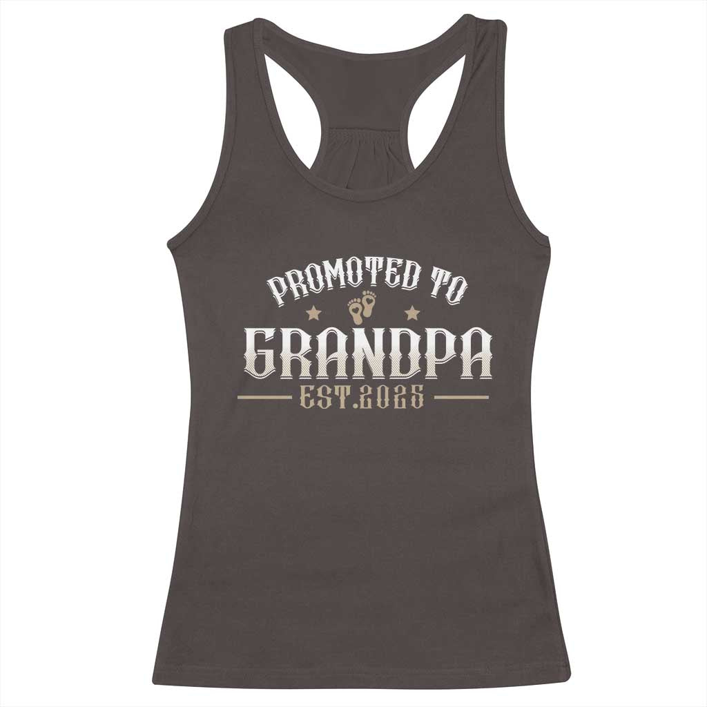 Retro Promoted To Grandpa est 2025 Racerback Tank Top TS09 Dark Chocolate Print Your Wear