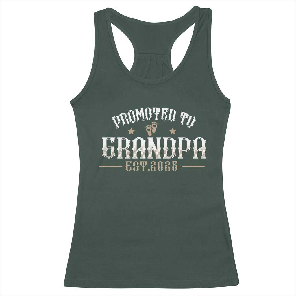 Retro Promoted To Grandpa est 2025 Racerback Tank Top TS09 Dark Forest Green Print Your Wear