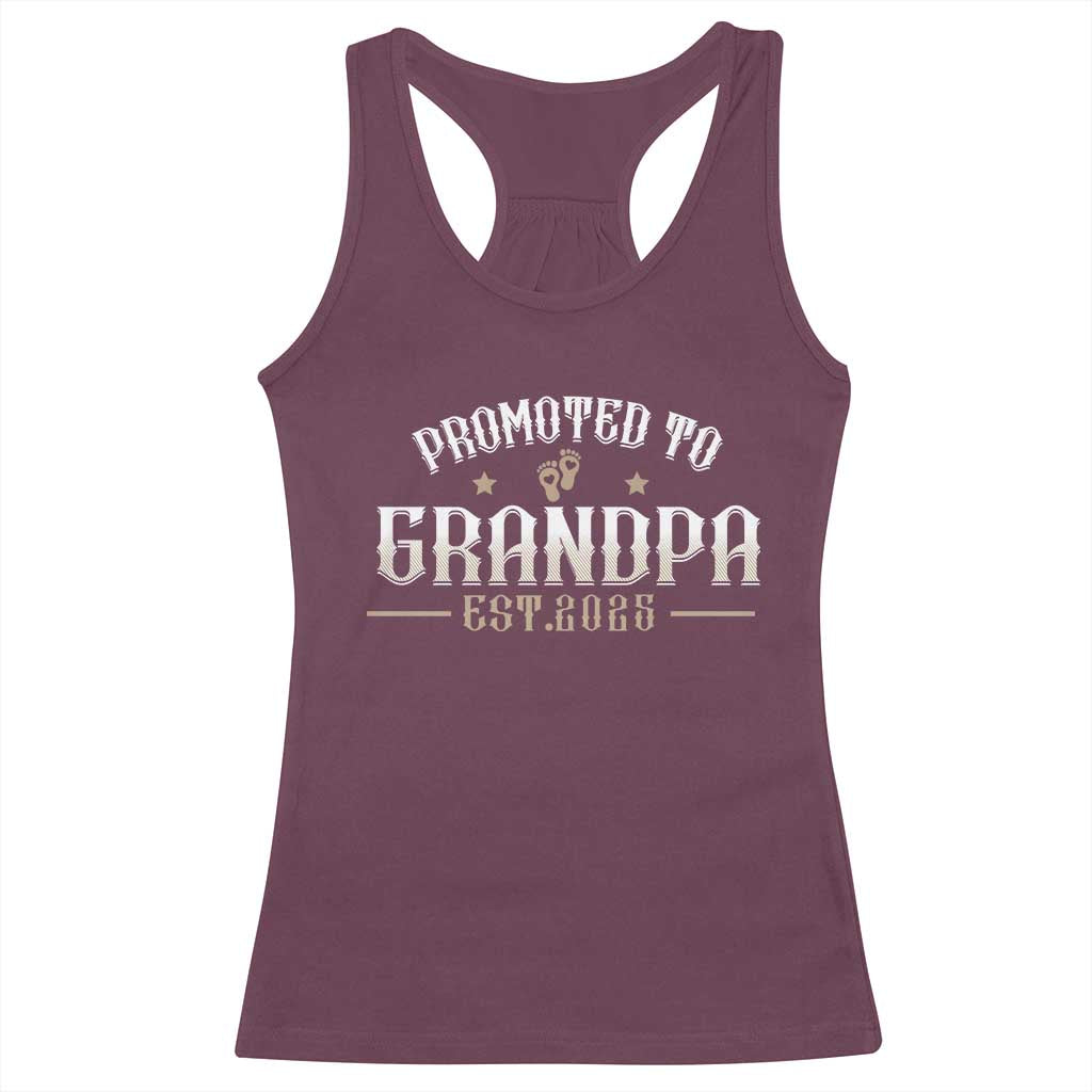 Retro Promoted To Grandpa est 2025 Racerback Tank Top TS09 Maroon Print Your Wear