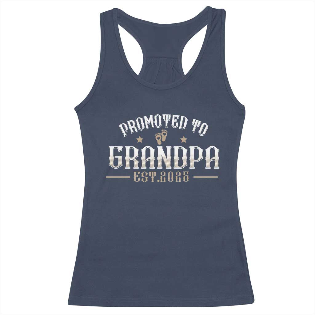 Retro Promoted To Grandpa est 2025 Racerback Tank Top TS09 Navy Print Your Wear