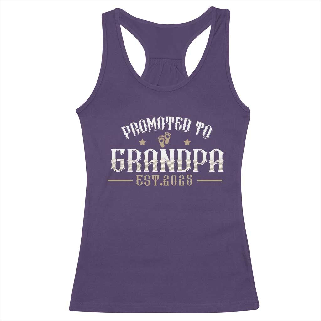 Retro Promoted To Grandpa est 2025 Racerback Tank Top TS09 Purple Print Your Wear