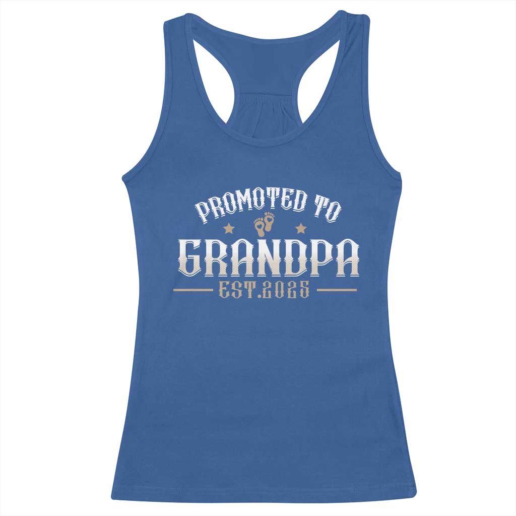 Retro Promoted To Grandpa est 2025 Racerback Tank Top TS09 Royal Blue Print Your Wear