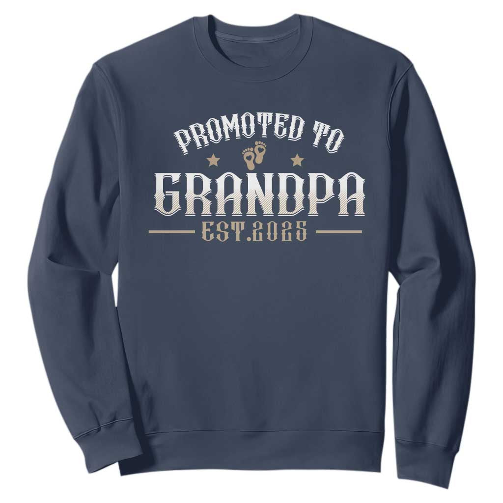 Retro Promoted To Grandpa est 2025 Sweatshirt TS09 Navy Print Your Wear