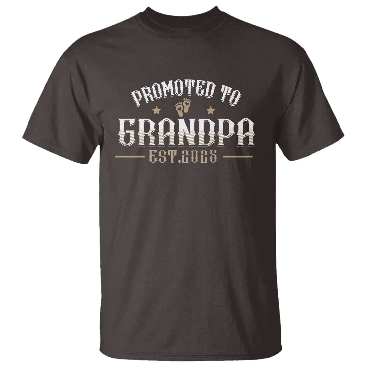 Retro Promoted To Grandpa est 2025 T Shirt TS09 Dark Chocolate Print Your Wear