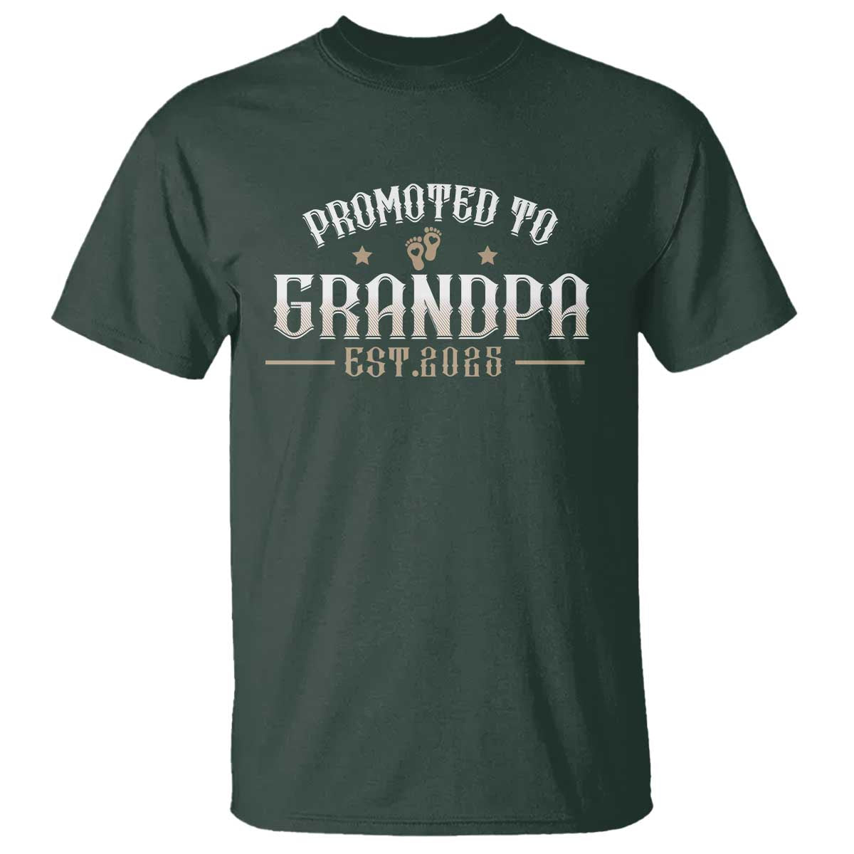 Retro Promoted To Grandpa est 2025 T Shirt TS09 Dark Forest Green Print Your Wear
